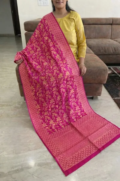 Banarasi Jacquard Floral Vine Dupatta